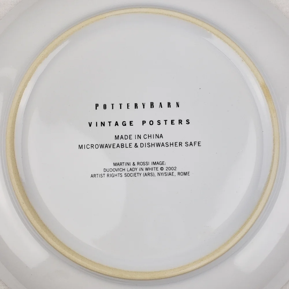 Pottery Barn Rare 2002 Vintage Movie Poster Liquor Salad Dessert Plates 4 Set #2